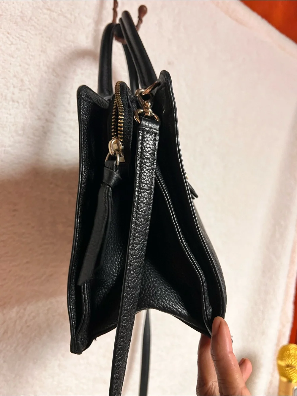 kate spade Black Pebbled Leather Satchel with Shoulder Strap